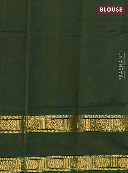 Silk Cotton saree blue and green with plain body and rettapet zari woven border