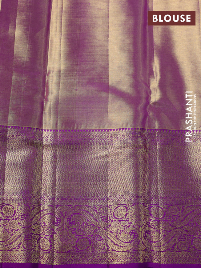 Pure kanchipuram tissue silk saree lavender shade with allover zari woven brocade weaves and zari woven border
