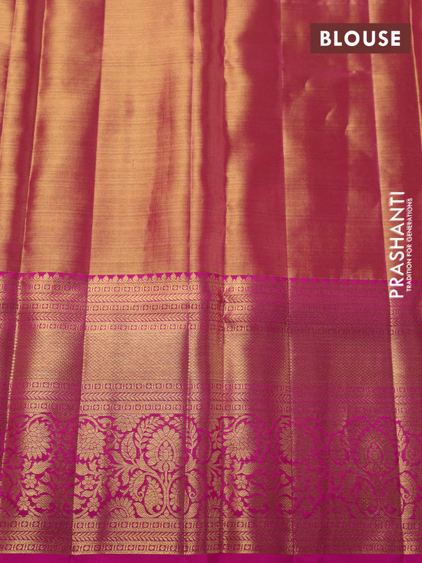 Pure kanchipuram tissue silk saree pink with allover zari woven brocade weaves and zari woven border