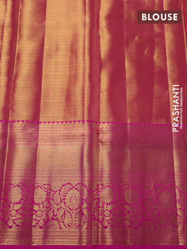 Pure kanchipuram tissue silk saree pink with allover zari woven brocade weaves and zari woven border