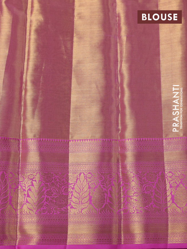 Pure kanchipuram tissue silk saree light pink with allover zari woven brocade weaves and zari woven border