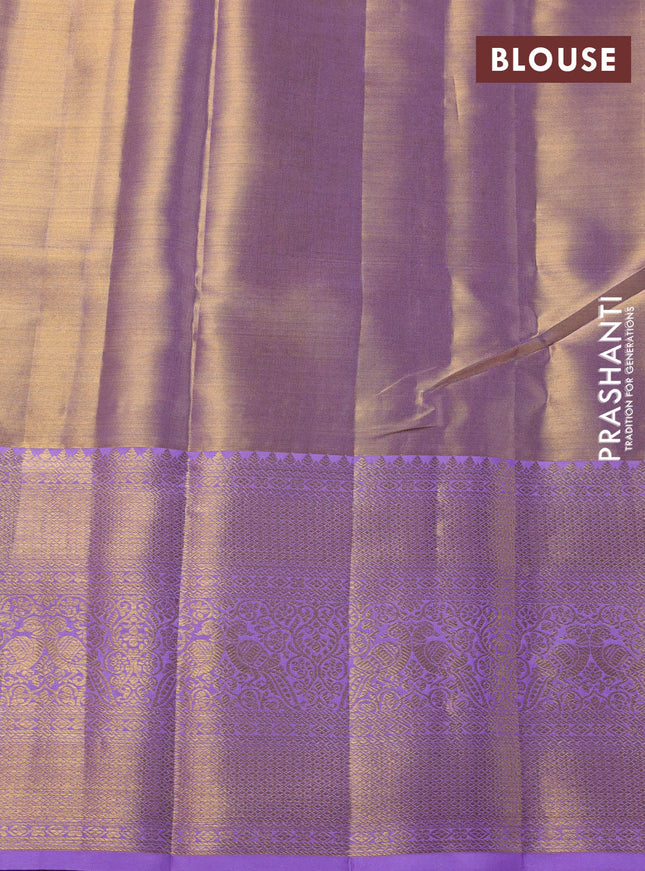 Pure kanchipuram tissue silk saree pastel lavender with allover zari woven brocade weaves and zari woven border