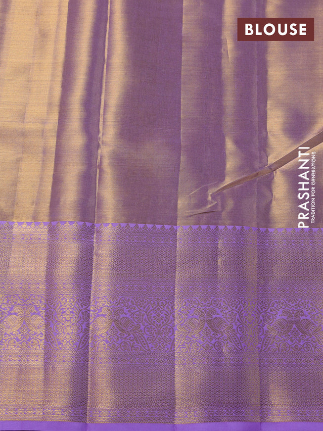 Pure kanchipuram tissue silk saree pastel lavender with allover zari woven brocade weaves and zari woven border