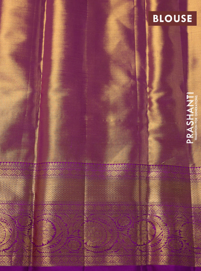 Pure kanchipuram tissue silk saree dual shade of purple with allover zari woven brocade weaves and zari woven border