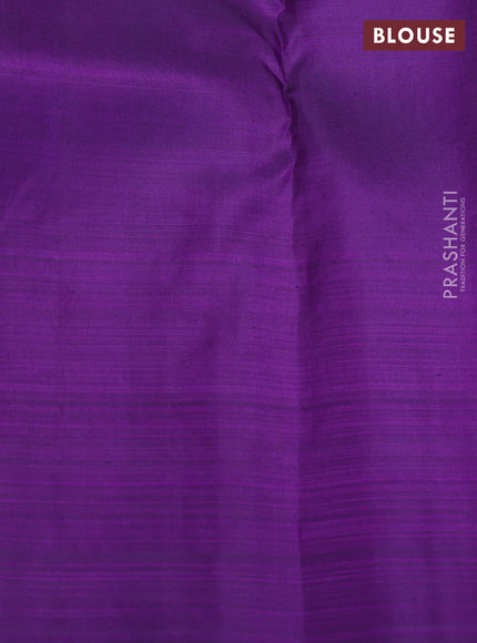 Pure kanchipuram silk saree violet and teal blue with zari woven buttas and long zari woven border