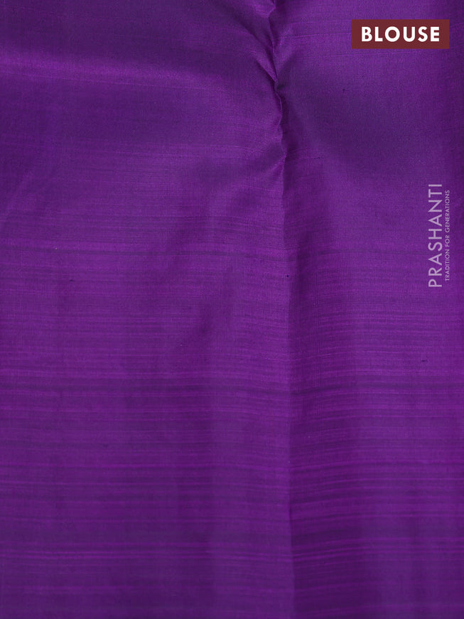 Pure kanchipuram silk saree violet and teal blue with zari woven buttas and long zari woven border