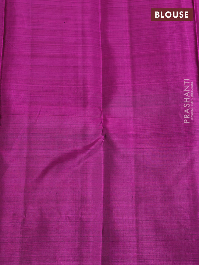 Pure kanchipuram silk saree purple and teal green with allover zari weaves & buttas in borderless style