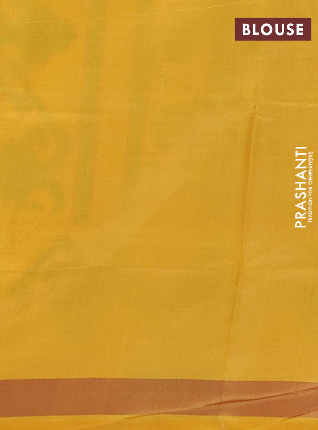 Rajkot patola silk saree green and yellow with allover ikat weaves and ikat woven zari border