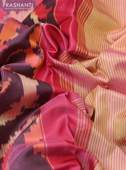 Rajkot patola silk saree mauve pink and pink with allover ikat weaves and zari woven border