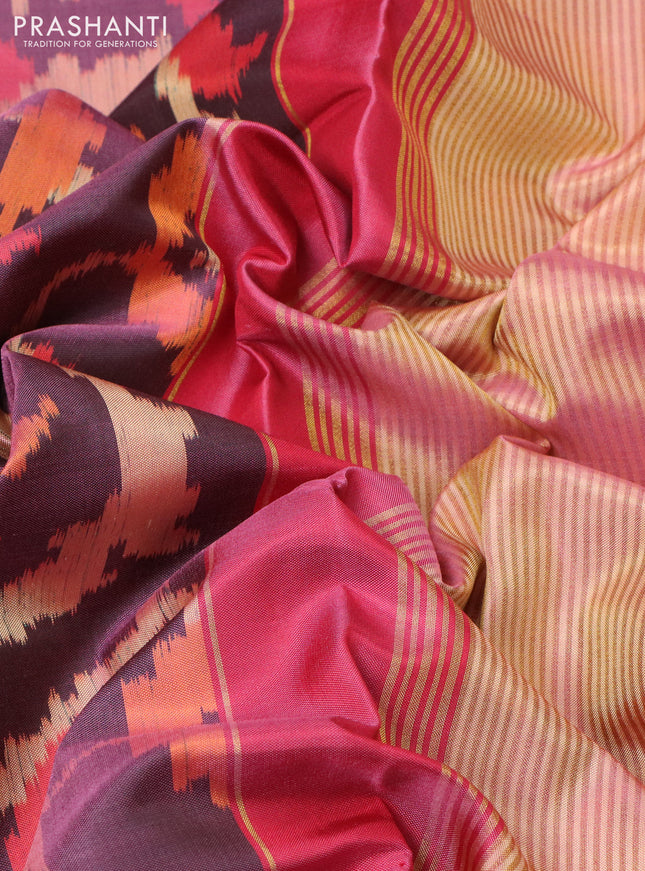 Rajkot patola silk saree mauve pink and pink with allover ikat weaves and zari woven border