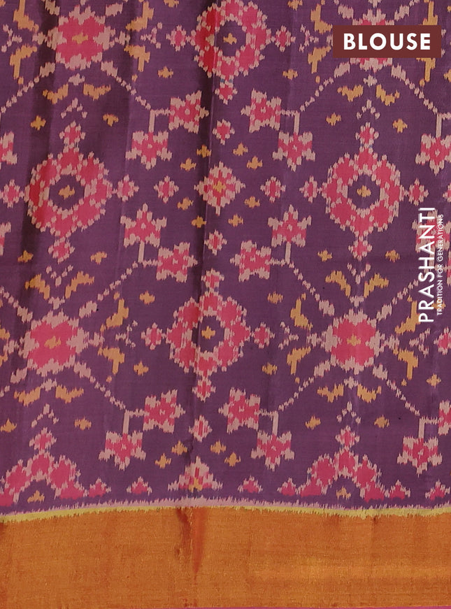 Rajkot patola silk saree mauve pink and pink with allover ikat weaves and zari woven border