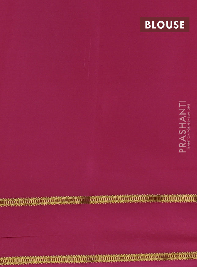 Pure mysore silk saree pink with plain body and floral embroidery cut work border