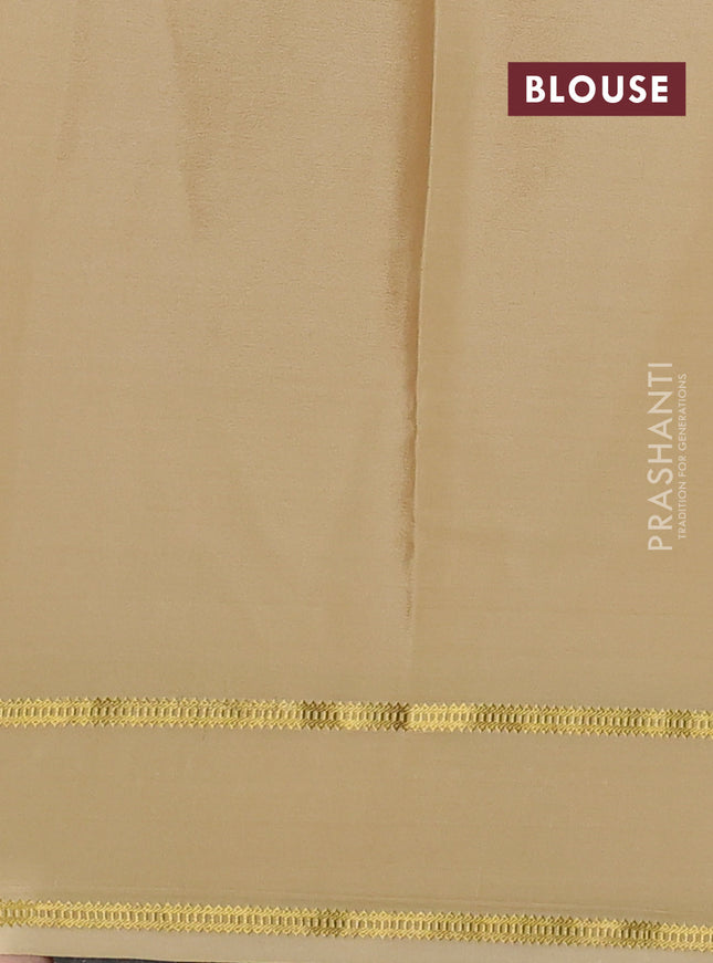 Pure mysore silk saree sandal with plain body and floral embroidery cut work border