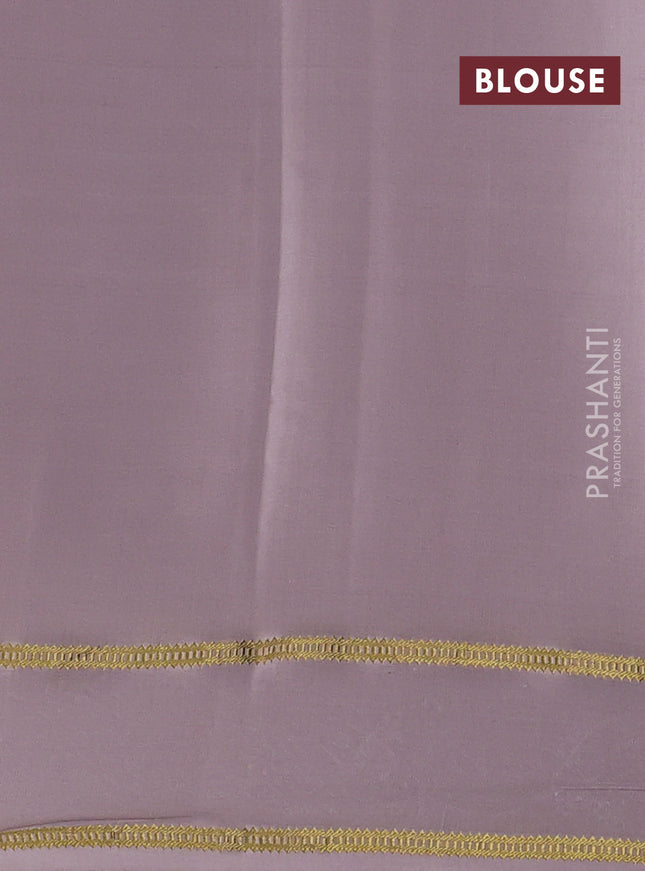 Pure mysore silk saree pastel brown shade with plain body and floral embroidery cut work border