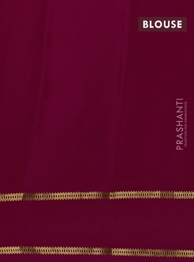 Pure mysore silk saree pink with plain body and floral embroidered zari border