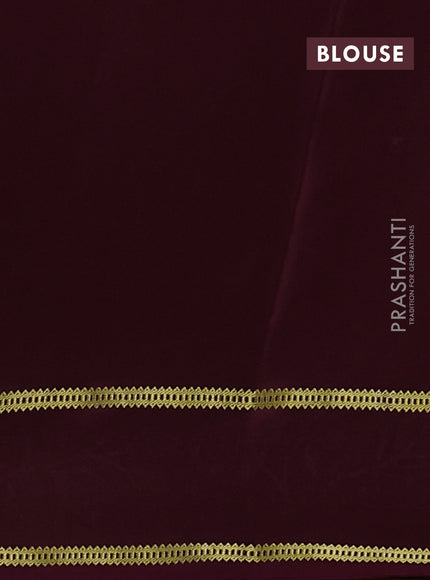 Pure mysore silk saree deep maroon with plain body and embroidered zari border