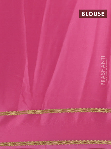 Pure mysore silk saree peach pink with plain body and floral embroidered zari border