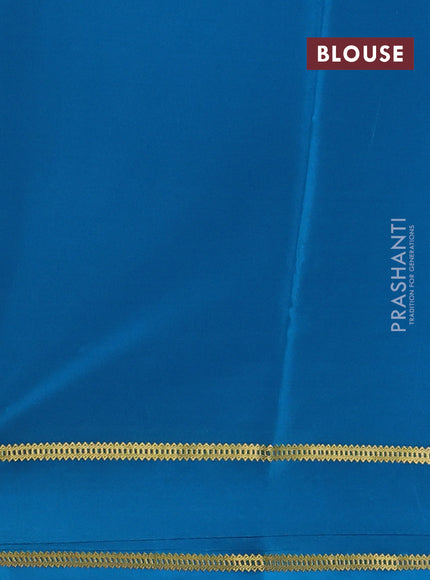 Pure mysore silk saree cs blue with plain body and embroidered zari border