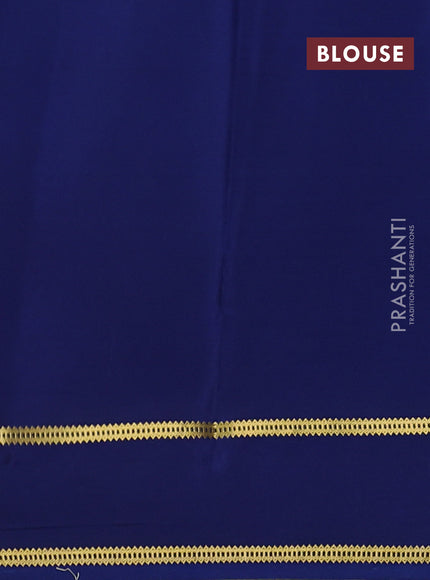 Pure mysore silk saree dark blue with plain body and embroidered zari border