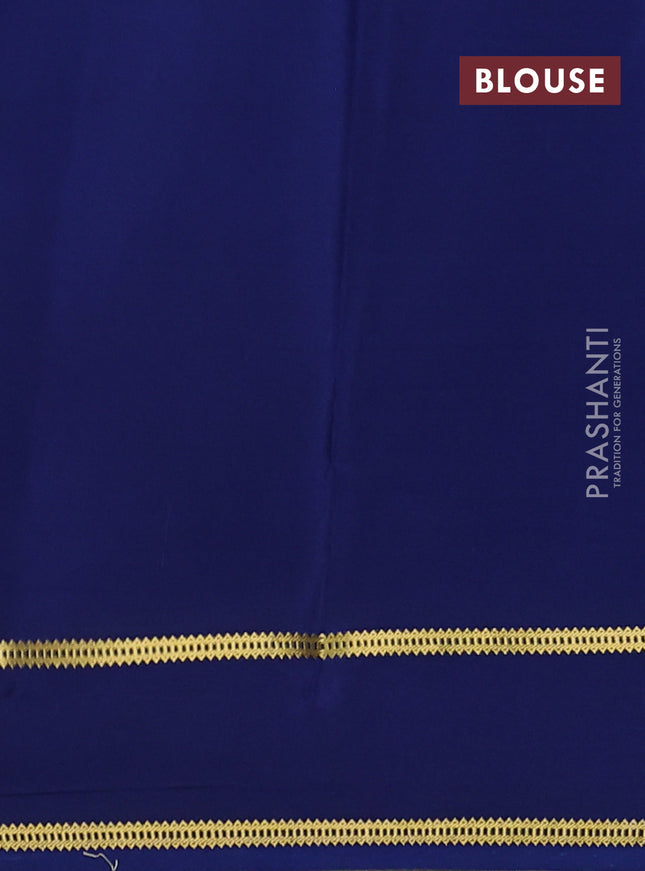 Pure mysore silk saree dark blue with plain body and embroidered zari border