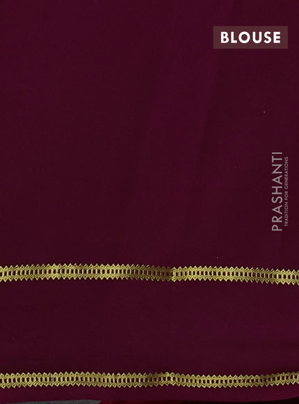 Pure mysore silk saree wine shade with plain body and embroidered zari border