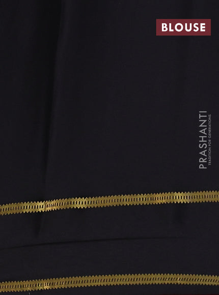 Pure mysore silk saree black with plain body and embroidered zari border