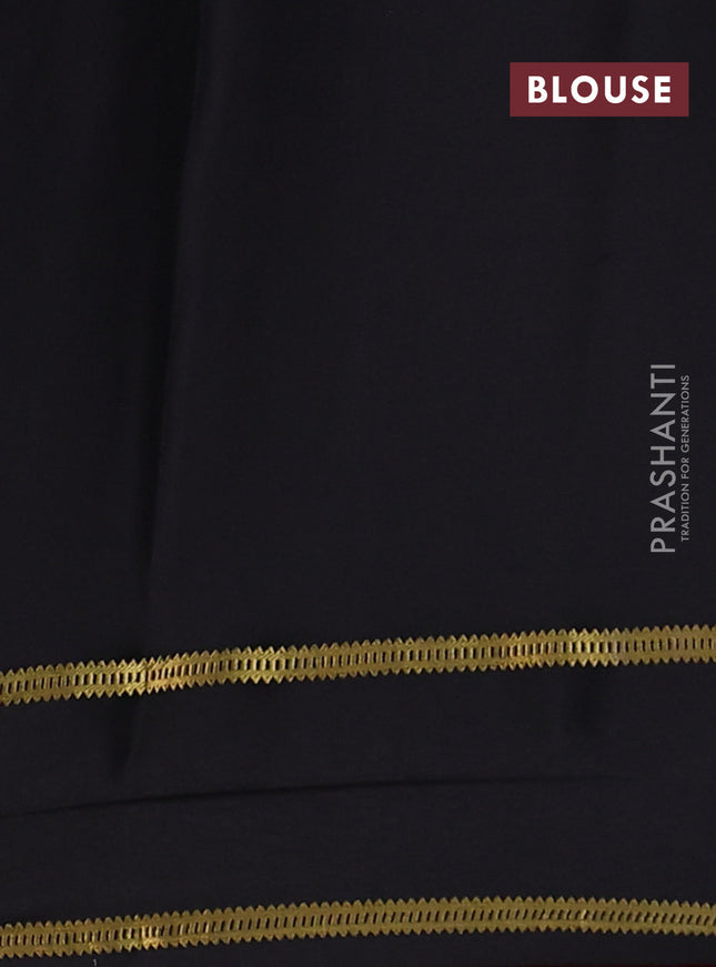 Pure mysore silk saree black with plain body and embroidered zari border