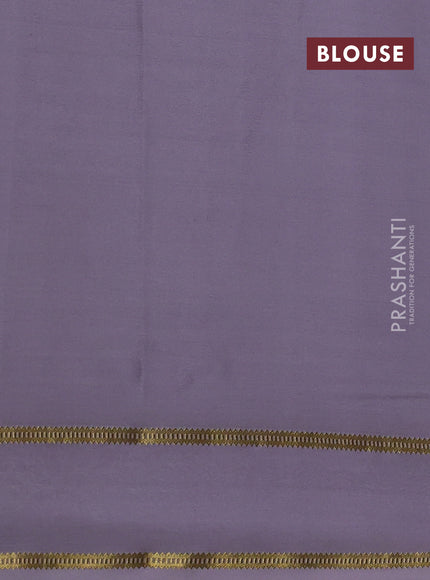 Pure mysore silk saree grey with plain body and embroidered zari border