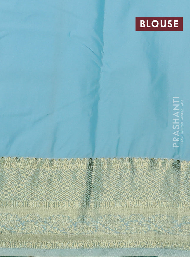 Bangalori silk saree dark mustard and pastel green with allover zari stripe pattern and zari woven border