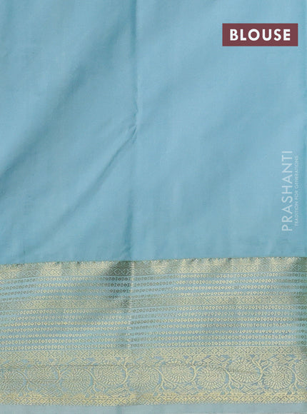 Bangalori silk saree rustic orange and teal shade with zari woven buttas and zari woven border