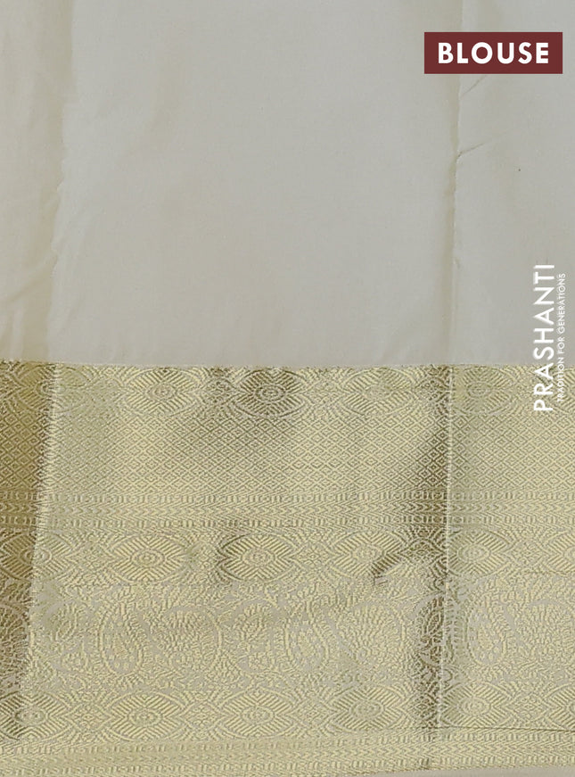 Bangalori silk saree teal green and cream with zari woven buttas and zari woven border
