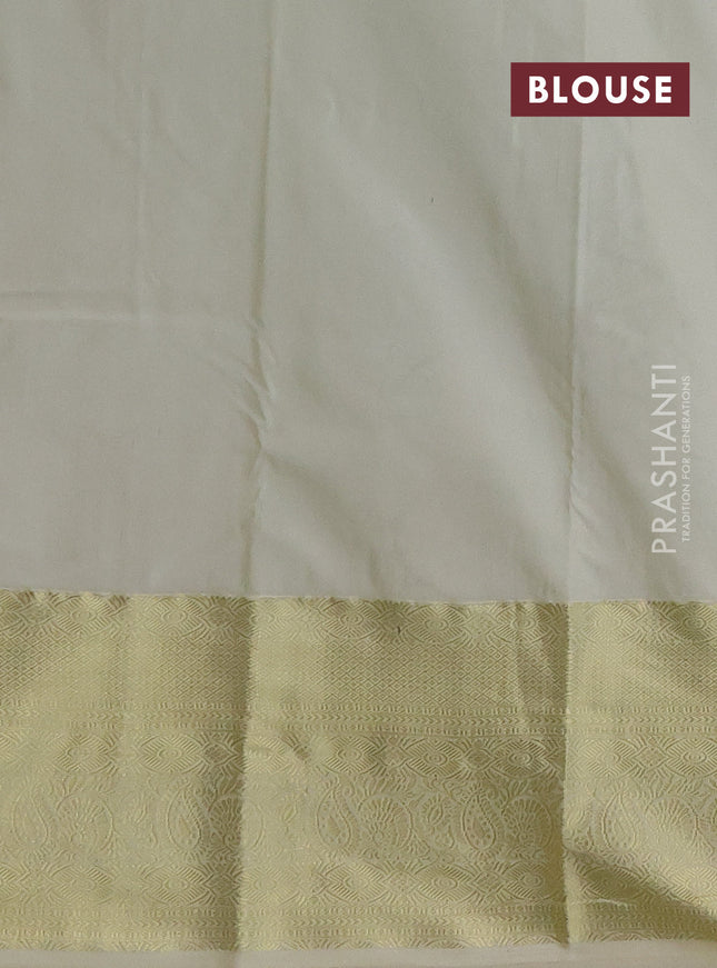 Bangalori silk saree cs blue and cream with zari woven buttas and zari woven border