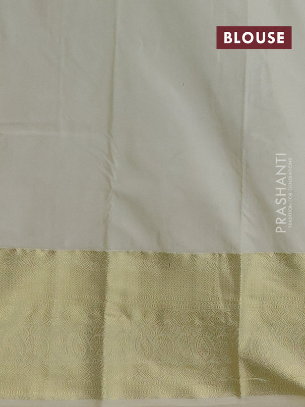 Bangalori silk saree cs blue and cream with zari woven buttas and zari woven border