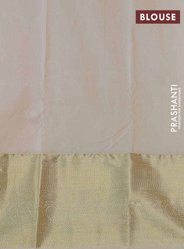 Bangalori silk saree mango yellow and cream with zari woven buttas and zari woven border