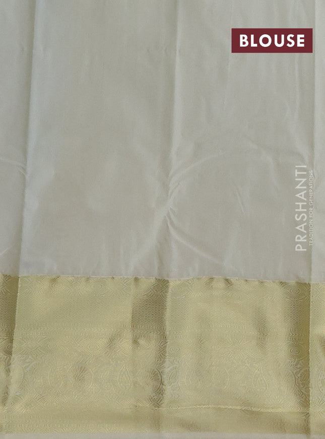 Bangalori silk saree teal blue and cream with zari woven buttas and zari woven border