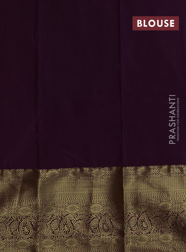 Bangalori silk saree sunset orange and deep purple with zari woven buttas and zari woven border