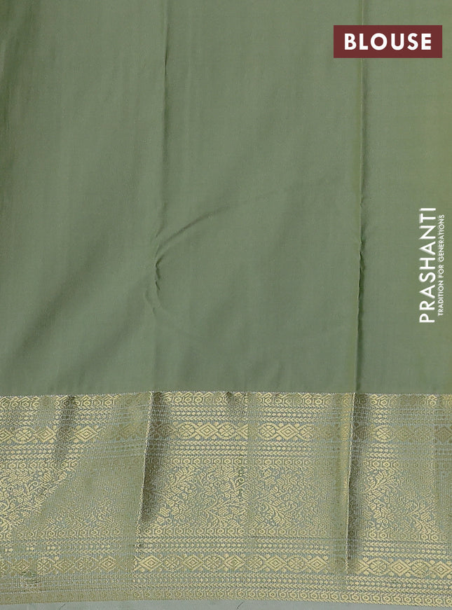 Bangalori silk saree cs blue and pista green shade with zari woven buttas and zari woven border