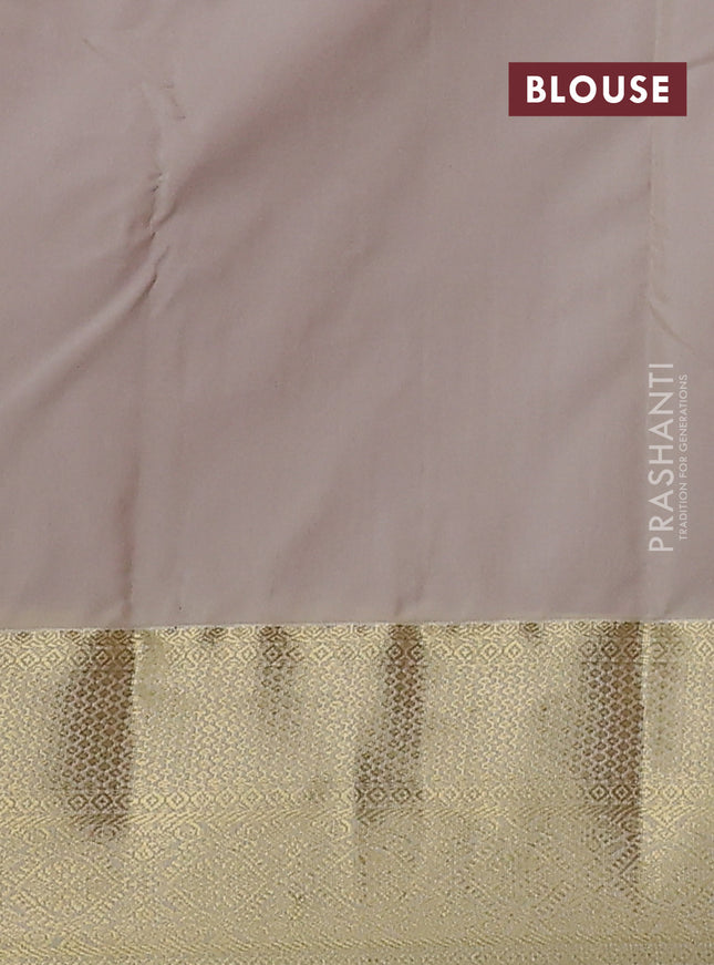 Bangalori silk saree dark magenta pink and cream with zari woven buttas and zari woven border