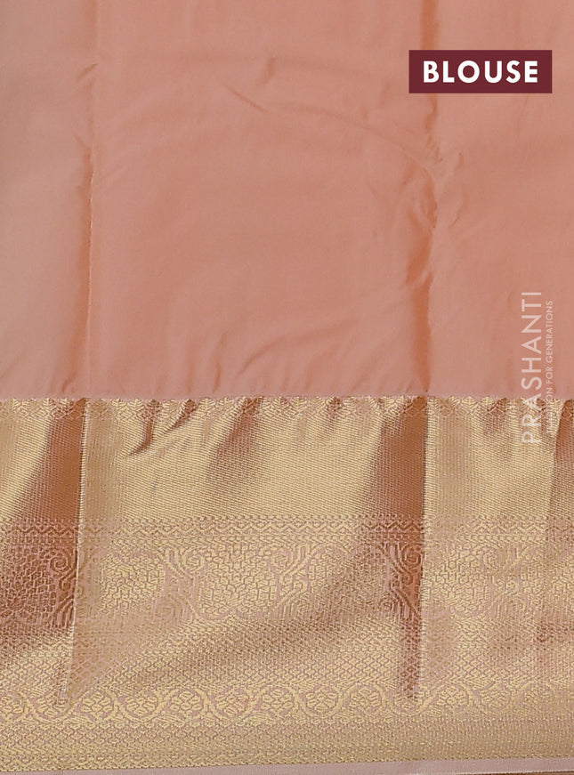 Bangalori silk saree green and peach shade with zari woven buttas and zari woven border