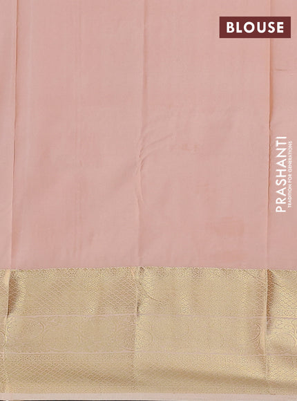Bangalori silk saree green and cream with zari woven buttas and zari woven border