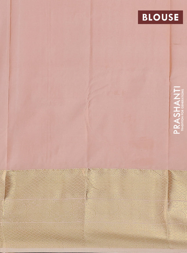 Bangalori silk saree green and cream with zari woven buttas and zari woven border