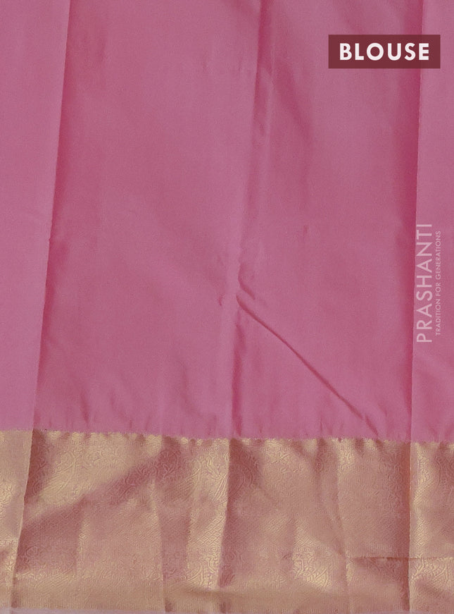 Bangalori silk saree dual shade of peacock green and pastel peach with zari woven buttas and zari woven border