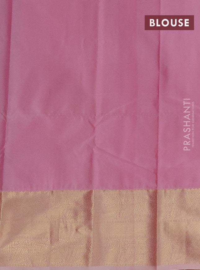 Bangalori silk saree navy blue and pastel peach with zari woven buttas and zari woven border
