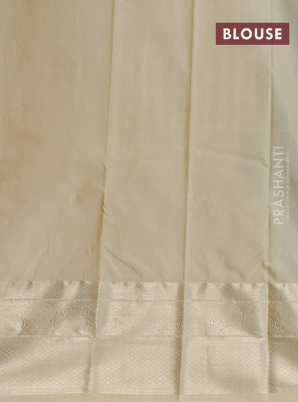 Bangalori silk saree green and cream with zari woven buttas and zari woven border