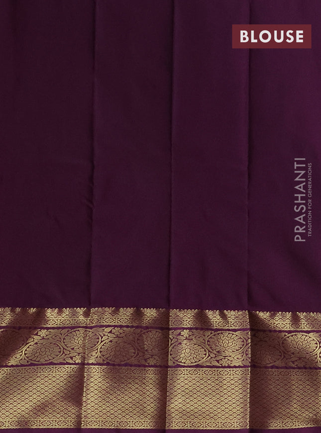 Bangalori silk saree teal green and deep purple with zari woven buttas and zari woven border