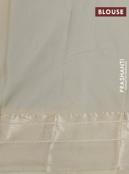 Bangalori silk saree green and cream with zari woven buttas and zari woven border