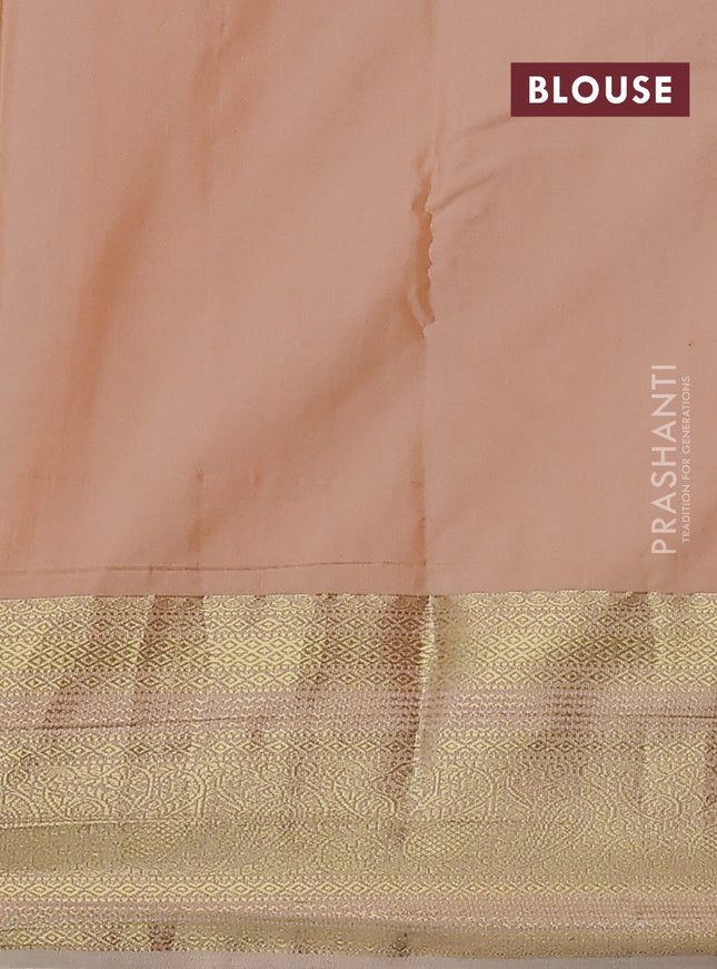 Bangalori silk saree dual shade of green and sandal with zari woven buttas and zari woven border