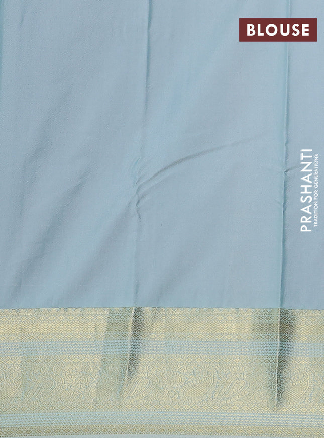 Bangalori silk saree rustic orange and teal shade with zari woven buttas and zari woven border