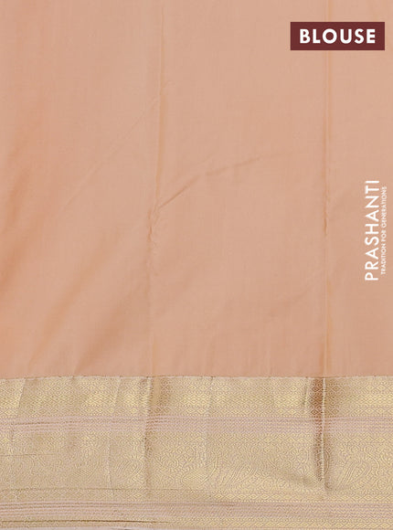 Bangalori silk saree navy blue and sandal with zari woven buttas and zari woven border