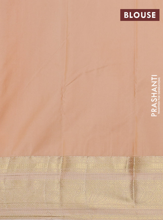 Bangalori silk saree navy blue and sandal with zari woven buttas and zari woven border